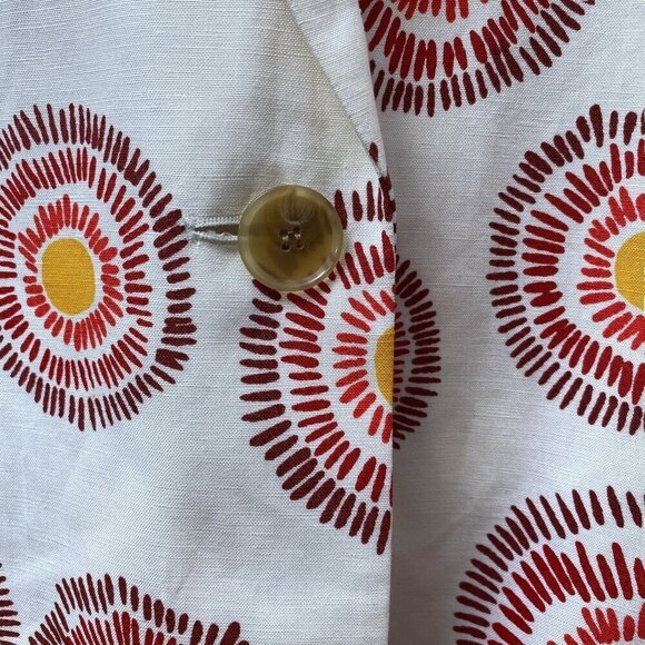 KASPER Linen Blend Blazer Size 12 Starburst Print 3/4 Sleeve Womens Jacket - Picture 6 of 7